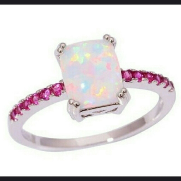 Ann & Dan Fashion Jewelry - Silver Fire Opal Pink CZ  Women Ring